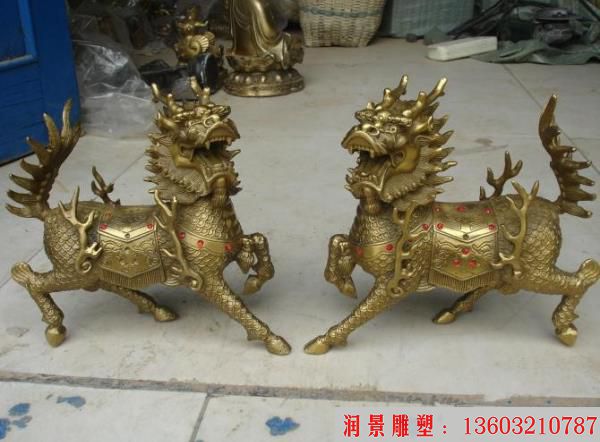 仿古铜色麒麟,铜麒麟,动物 (2)